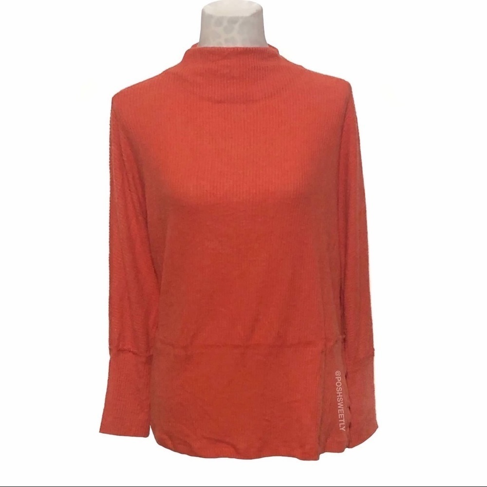 Anthropologie Ribbed Hacci Knit Mockneck Top